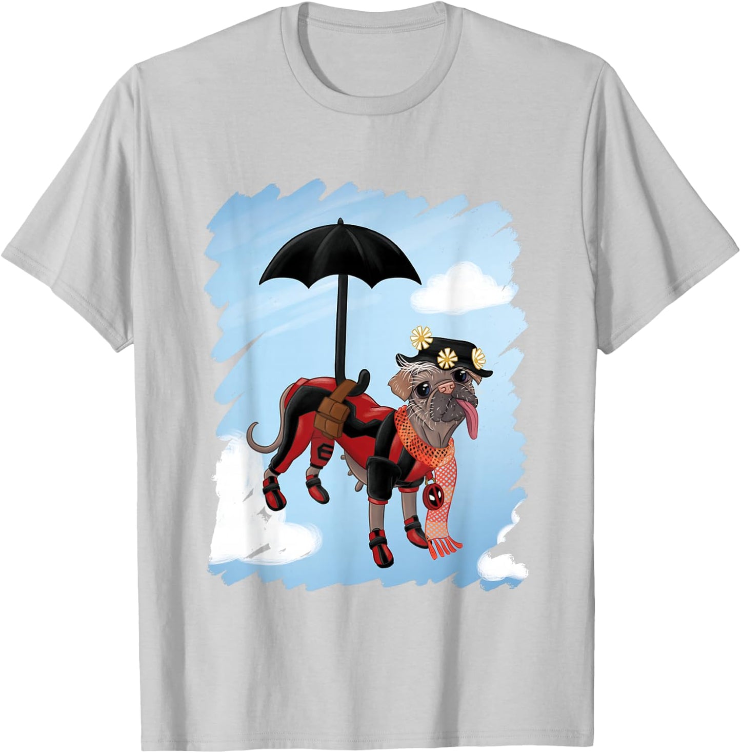 Marvel Deadpool & Wolverine Dogpool Puppins Doodle Logo T-Shirt - T-Shirt | Ash