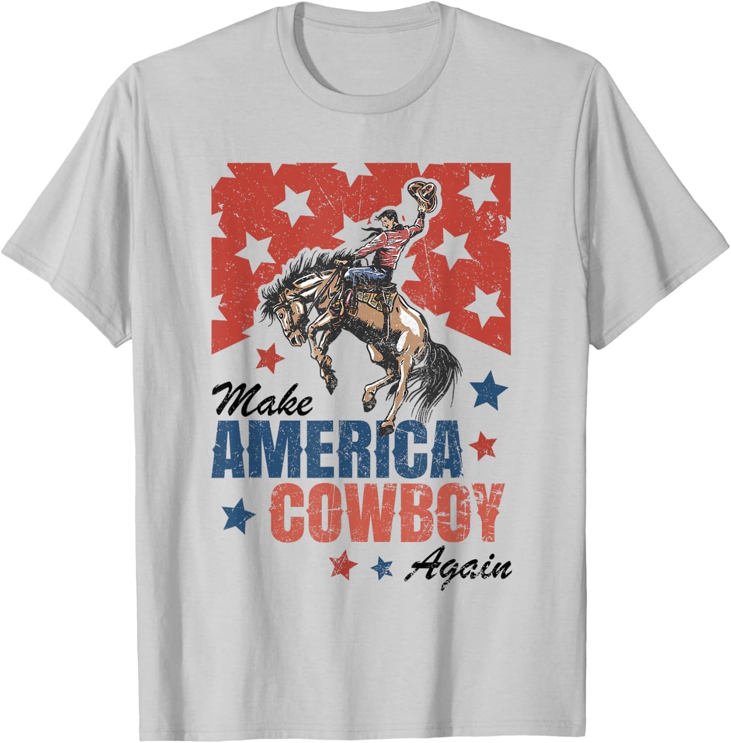 Make America Cowgirl Cowboy Again Western 4th Of July T-Shirt - T-Shirt | Ash