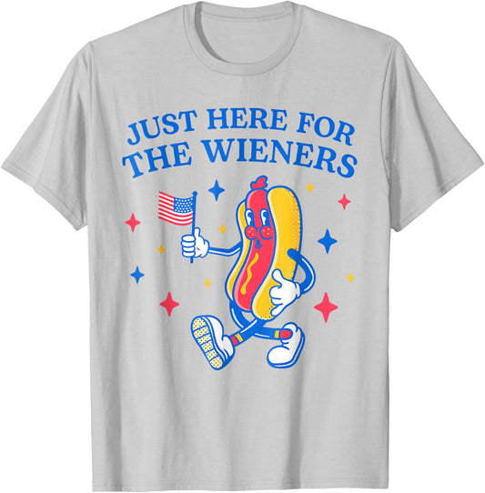 I'm Just Here For The Wieners 4th of July Funny Hot Dog T-Shirt - T-Shirt | Ash