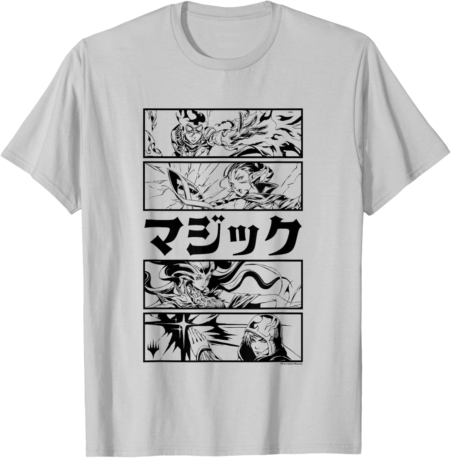 Magic: The Gathering Planeswalker Black & White Kanji Panels T-Shirt - T-Shirt | Ash