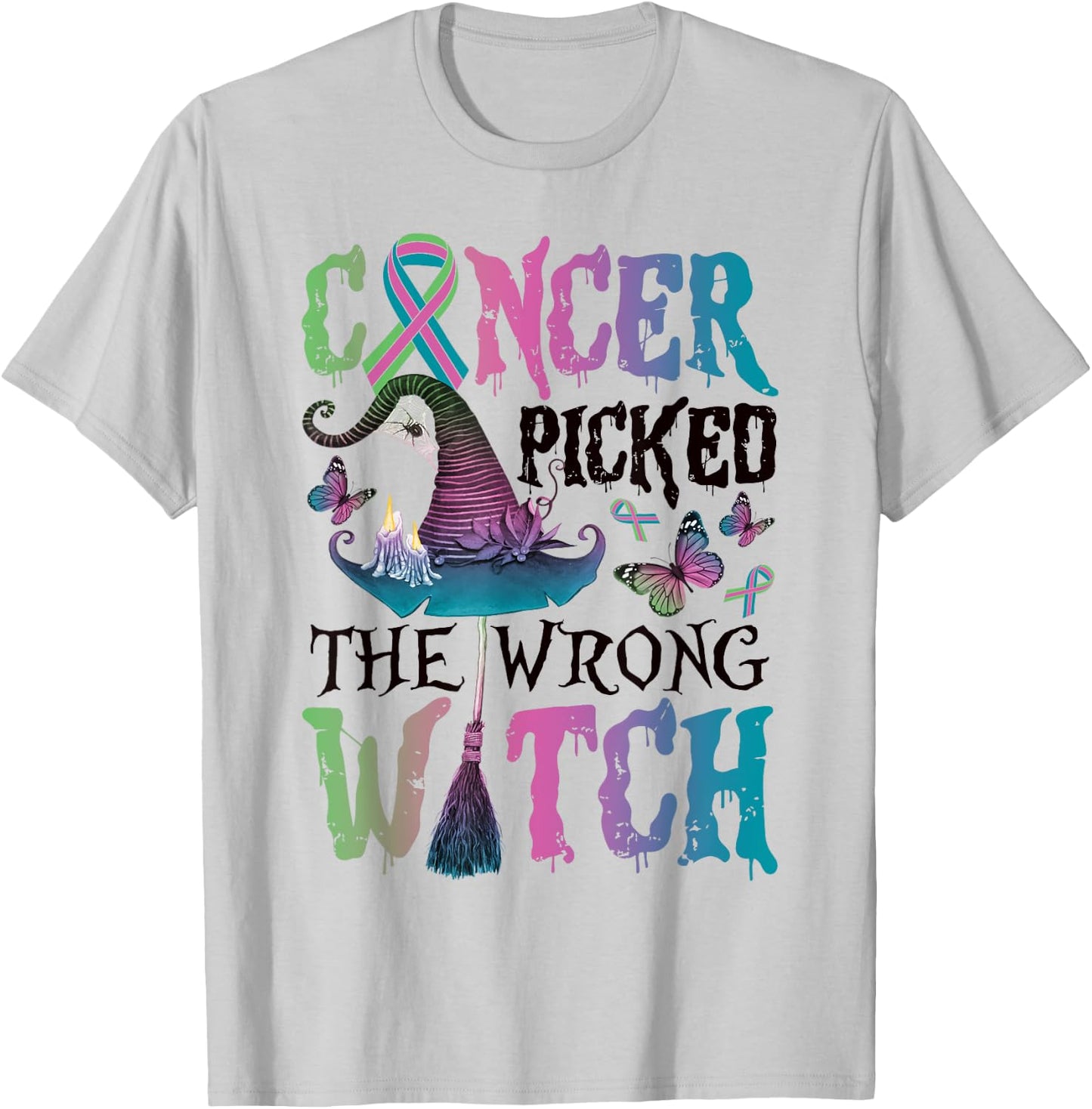 Metastatic Breast Cancer Picked The Wrong Witch Halloween T-Shirt - T-Shirt | Ash