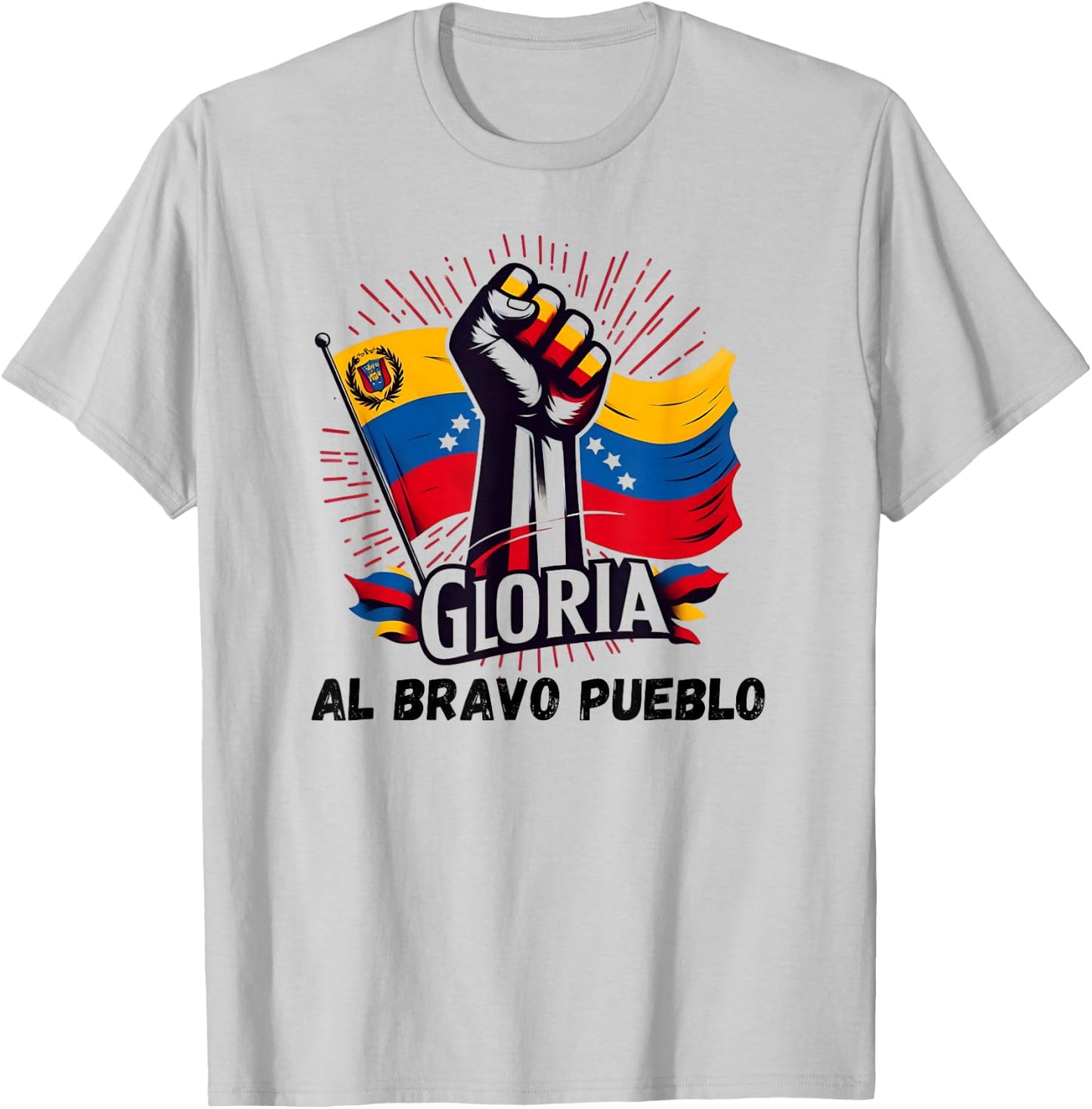 2025 Venezuela Gloria Al Bravo Venezuelan People T-Shirt - T-Shirt | Ash