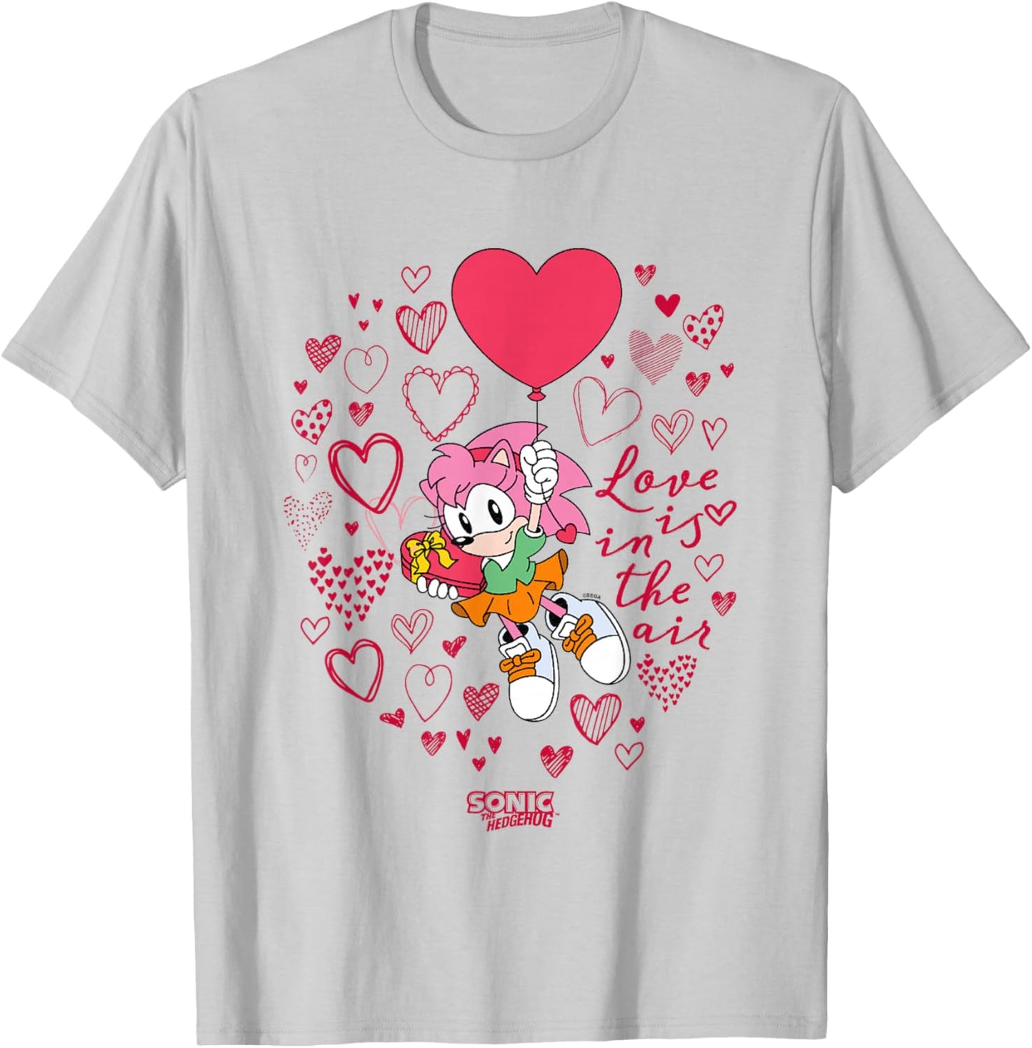 Sonic The Hedgehog Valentine's Day Love Is In The Air Logo T-Shirt - T-Shirt | Ash