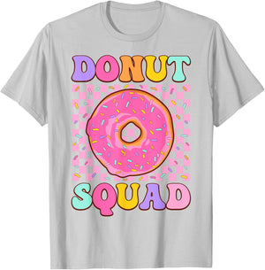 Donut Squad Groovy Donut Lover Birthday Party Girls T-Shirt - T-Shirt | Ash