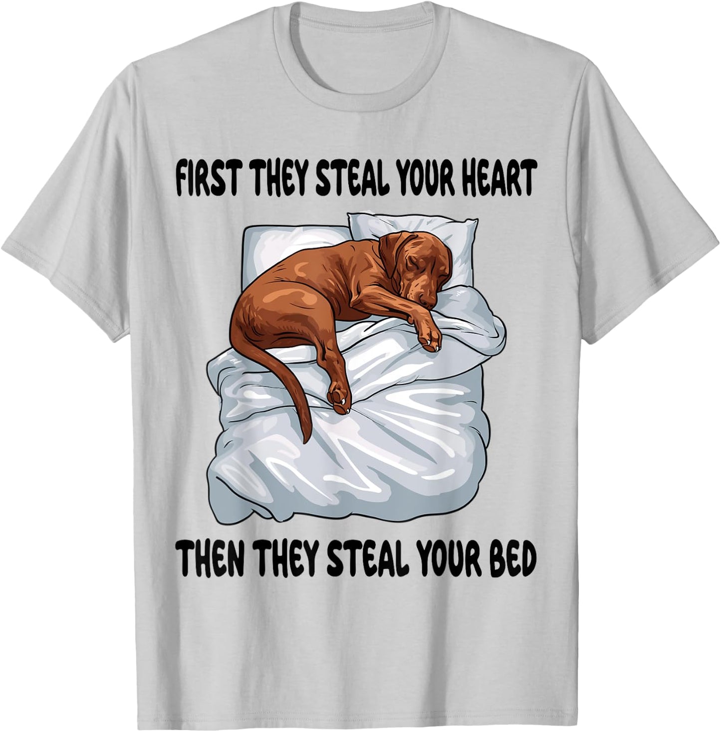 Vizsla Sleeping Pajamas Nightgown T-Shirt - T-Shirt | Ash