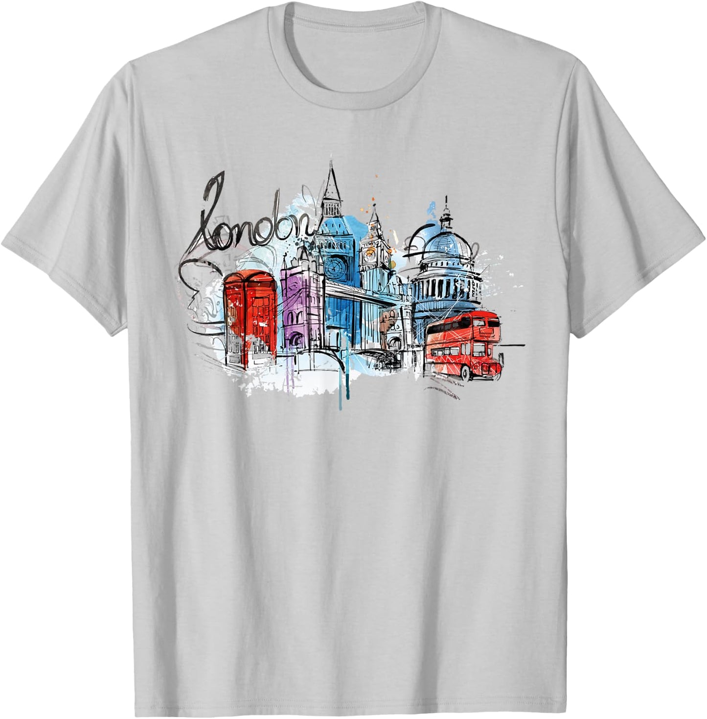 Cool Abstract London Splash Colors, London Graphic Design T-Shirt - T-Shirt | Ash