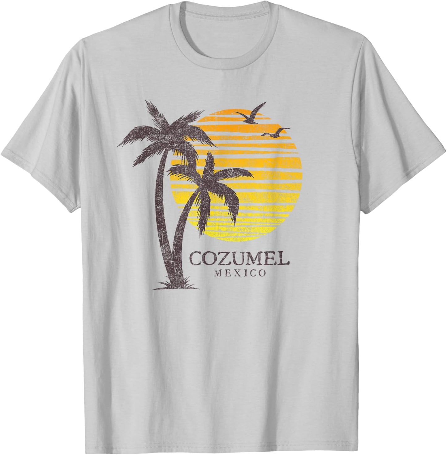 Cozumel Mexico Souvenir Beach Sunset Vintage T-Shirt - T-Shirt | Ash