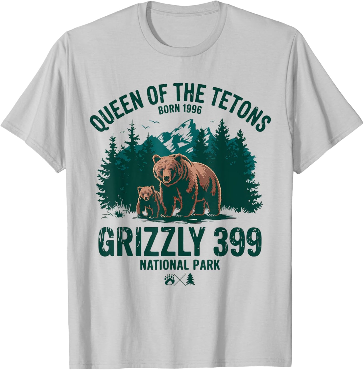 Grizzly 399 Queen of the Tetons National Park Wildlife T-Shirt - T-Shirt | Ash