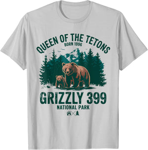 Grizzly 399 Queen of the Tetons National Park Wildlife T-Shirt - T-Shirt | Ash