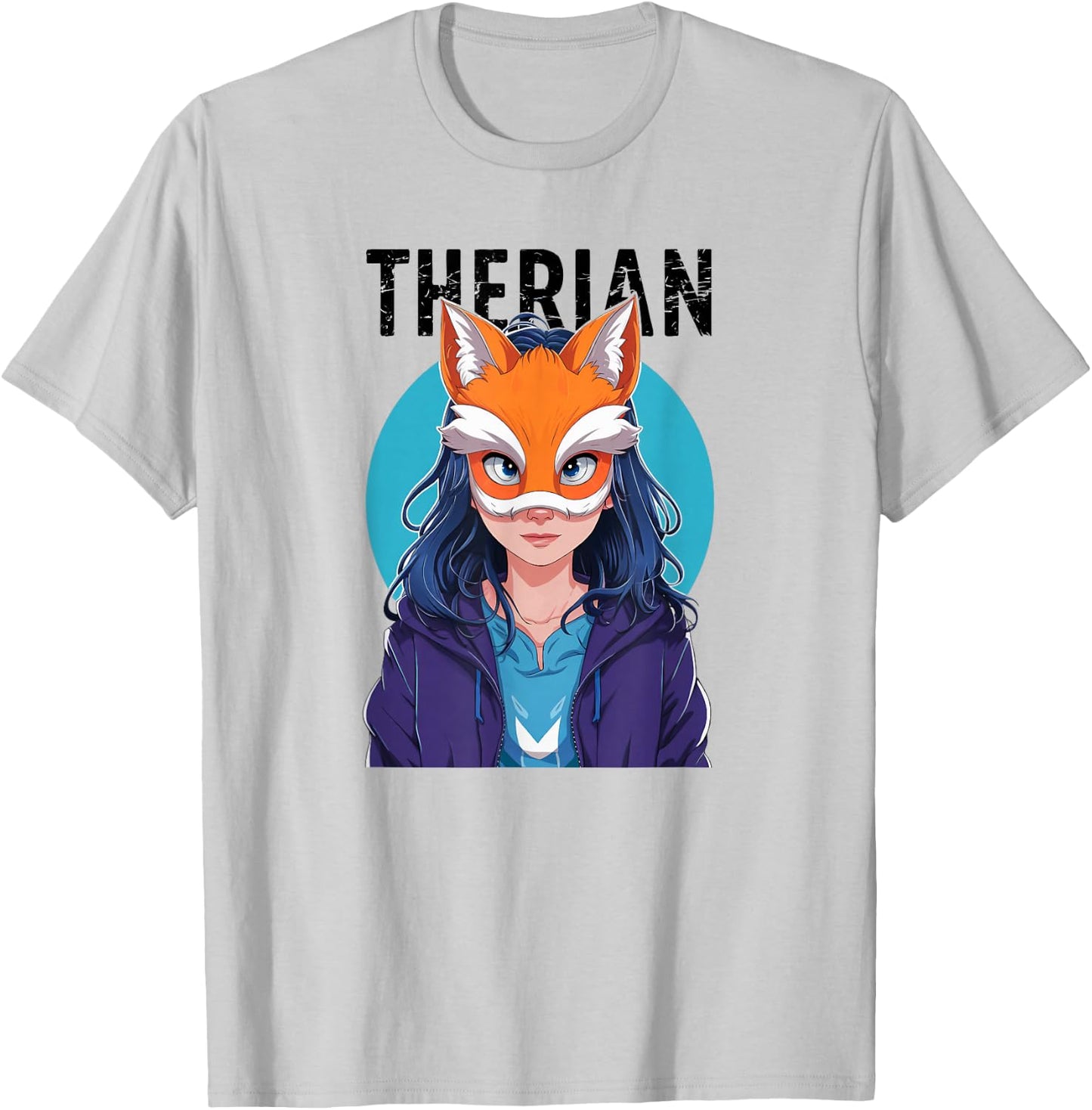 Therian Fox Mask Cute Fox Therian Stuff T-Shirt - T-Shirt | Ash