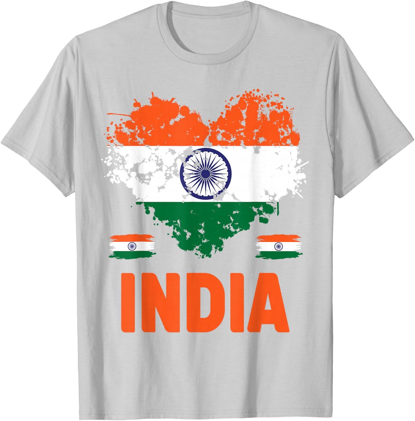 India Flag Outfit Idea For Kids & Novelty Indian Flag Heart T-Shirt - T-Shirt | Ash
