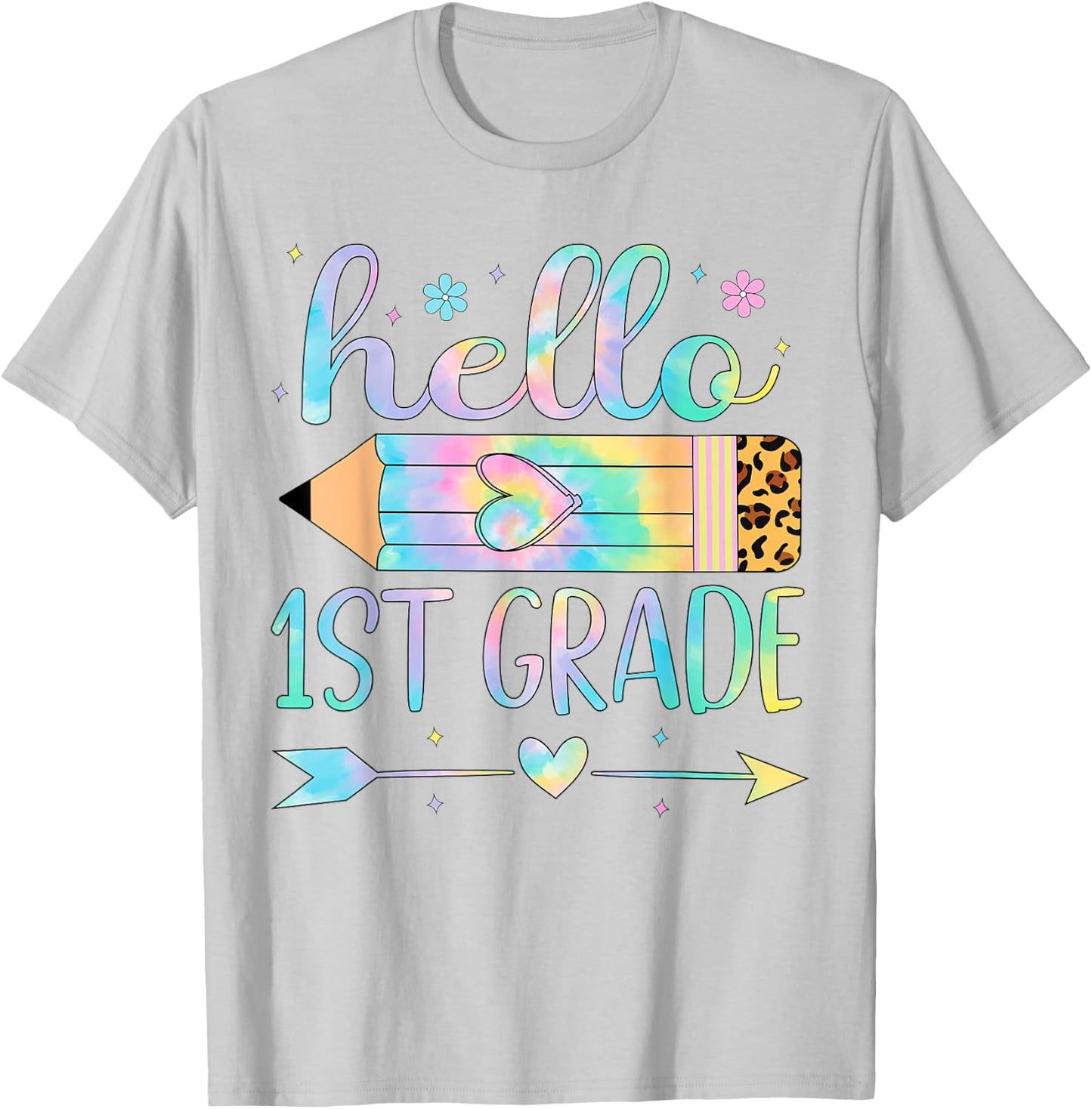 Tie Dye 1st Grade Back To School Hello First Grade Teacher Women Kids T-Shirt - T-Shirt | Ash