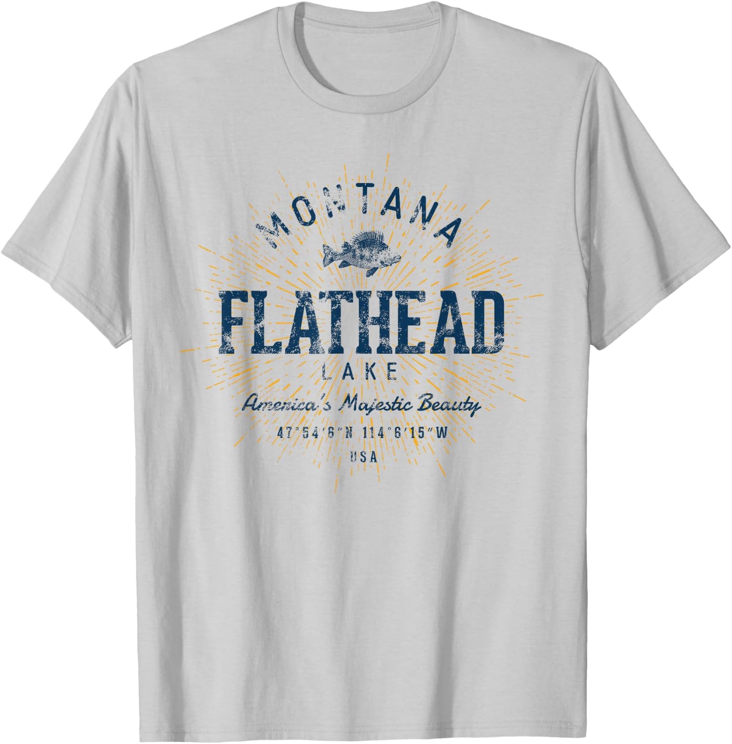 Vintage Flathead Lake Retro T-Shirt - T-Shirt | Ash