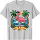 Flamingo Beach Summer Vibes Palm Trees Tropical Summer T-Shirt - T-Shirt | Ash