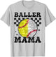 Baller Mama Checkered Retro Proud Softball Baseball Player T-Shirt - T-Shirt | Ash