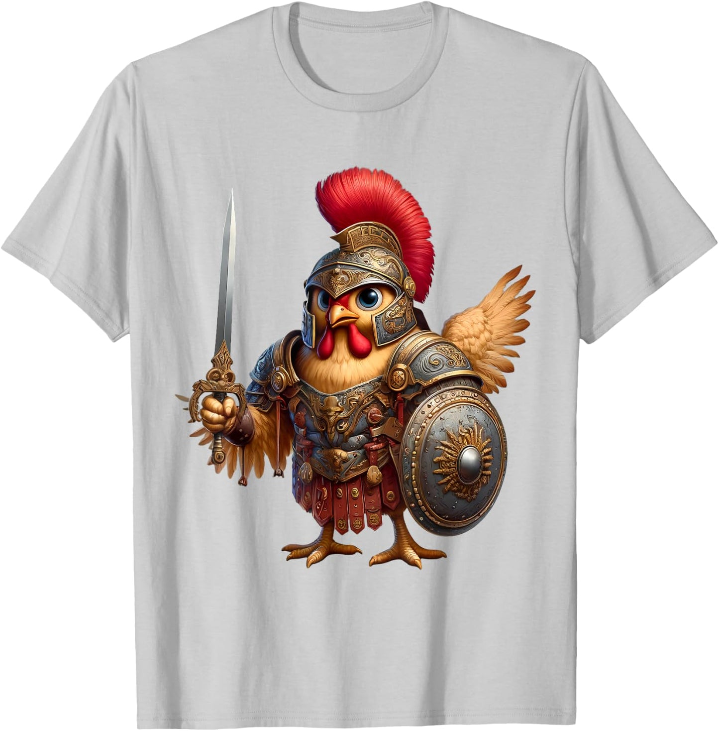 Chicken Gladiator Ancient Rome SPQR Men Women Kids T-Shirt - T-Shirt | Ash