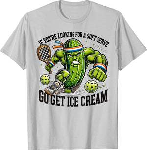 Funny Pickleball Lover Pun With a Pickle Playing Pickle Ball T-Shirt - T-Shirt | Ash