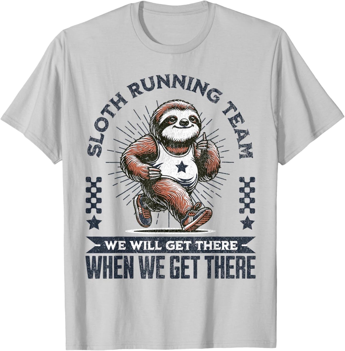 Funny Vintage Sloth Running Team Marathon Runners Jogging T-Shirt - T-Shirt | Ash