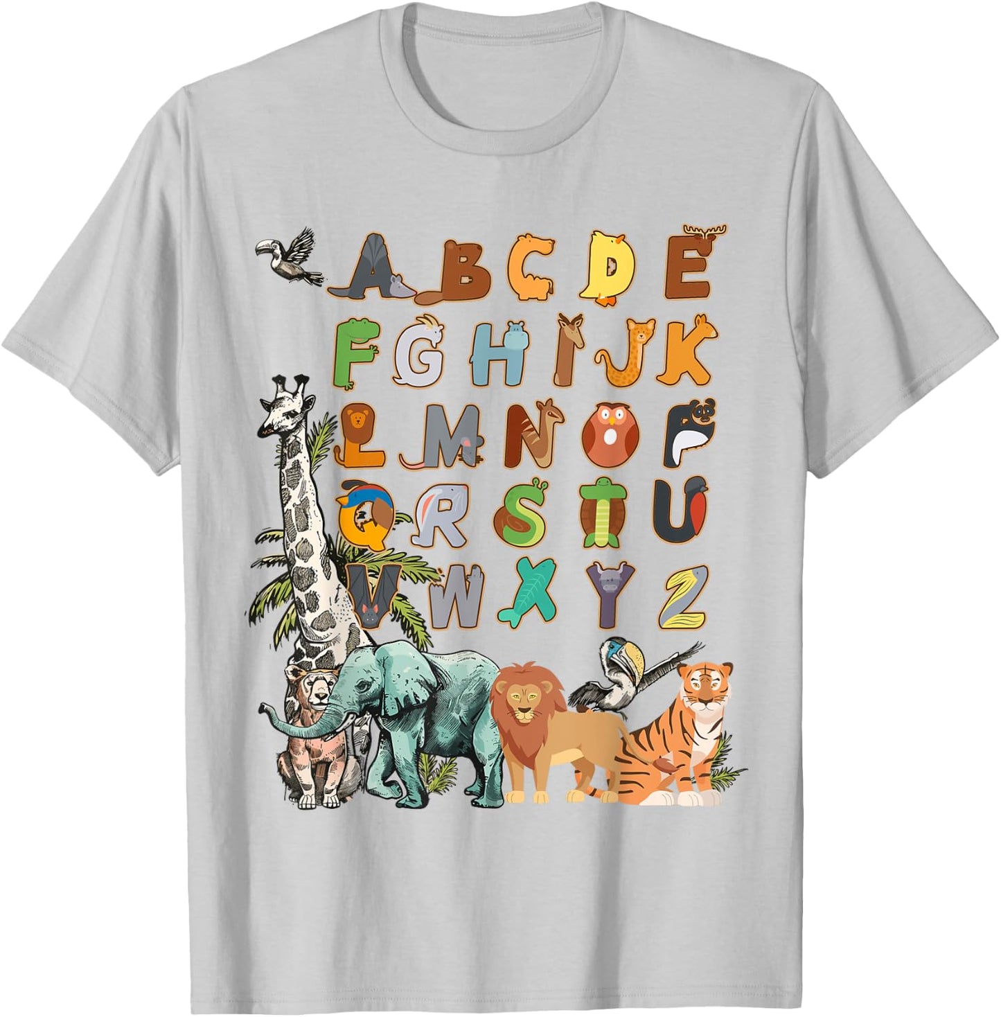 Forest Animals & Jungle Animal Idea For Kids Animal Alphabet T-Shirt - T-Shirt | Ash