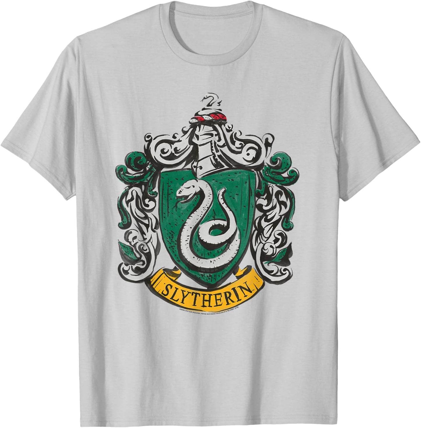 Harry Potter Drawn Slytherin Crest T-Shirt - T-Shirt | Ash