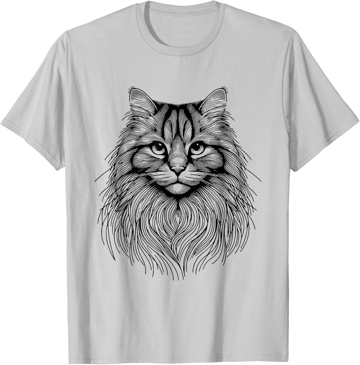 Cat Fingerprint - Siberian Forest Dad Mom Men Women T-Shirt - T-Shirt | Ash