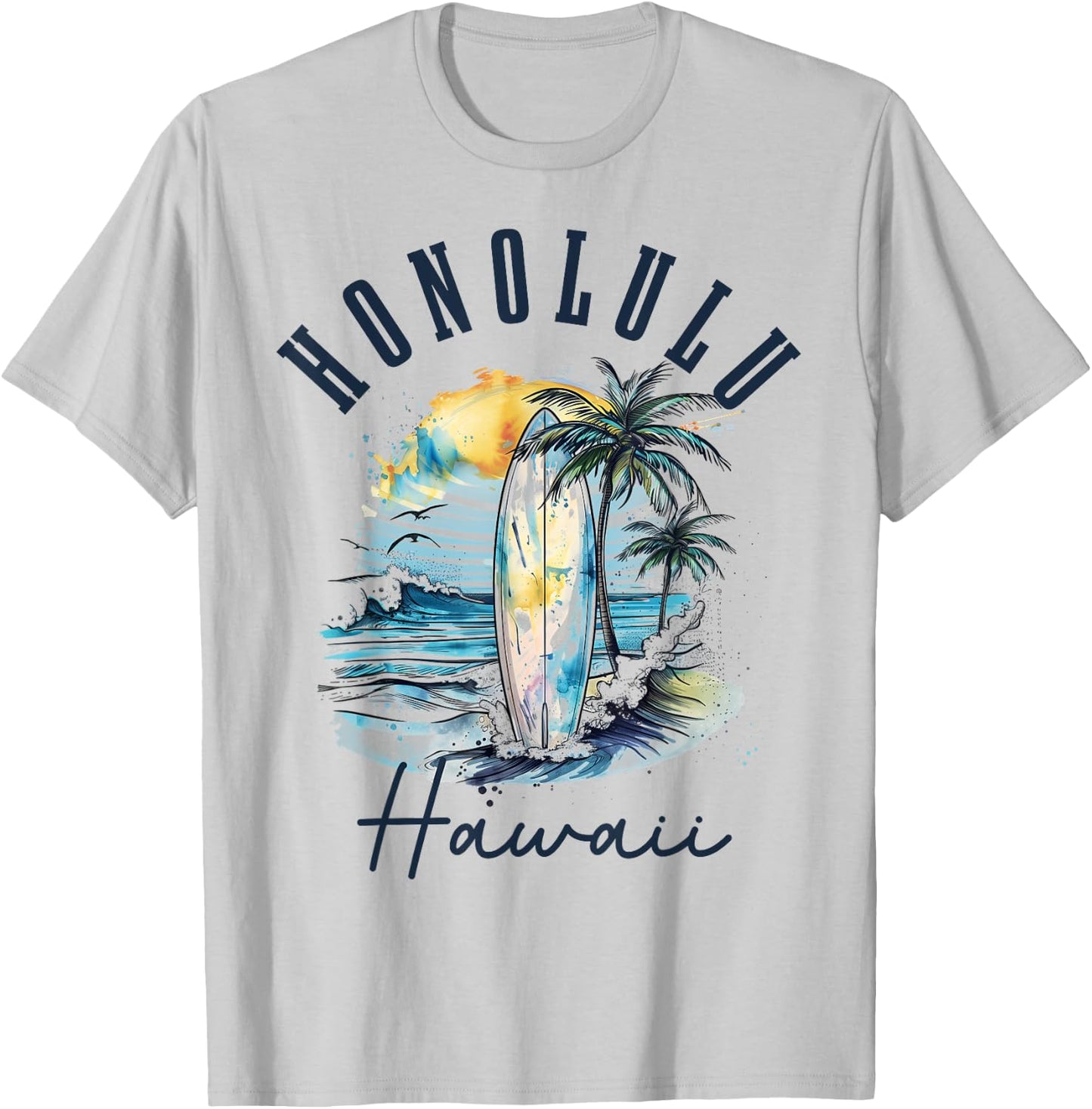 Honolulu Hawaii Hawaiian Surf Vintage Surfing Surfer T-Shirt - T-Shirt | Ash