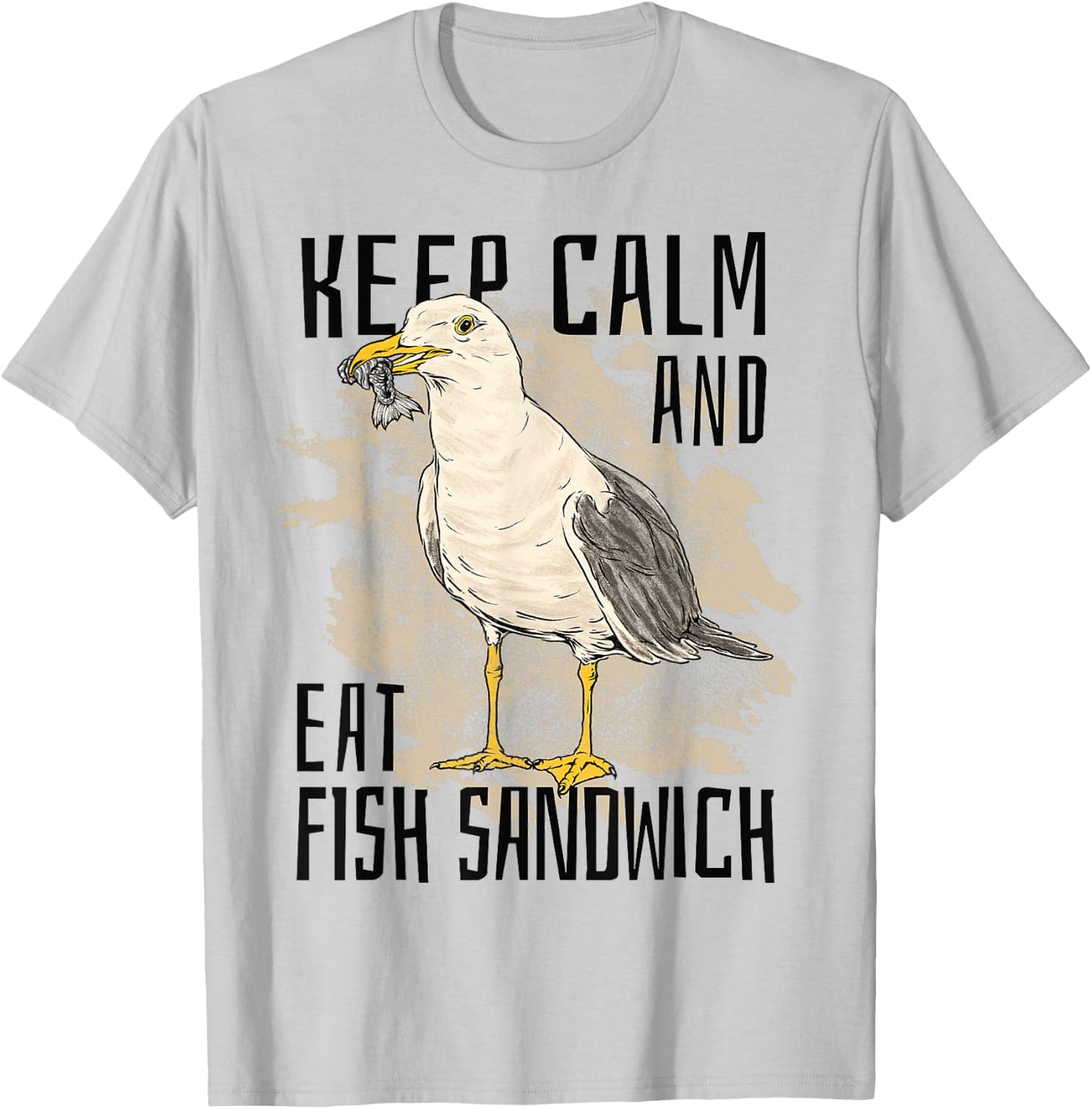 Keep Calm Eat Fish Sandwich Seagull Bird Sea Ocean Men Women Kids T-Shirt - T-Shirt | Ash