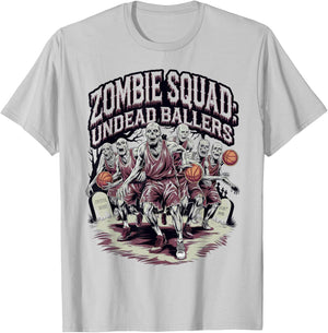 Zombie Squad Undead Ballers Halloween Basketball T-Shirt - T-Shirt | Ash