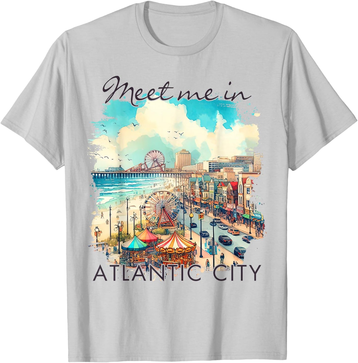 Atlantic City New Jersey Travel Trip Meet Me In Atlantic Cit T-Shirt - T-Shirt | Ash