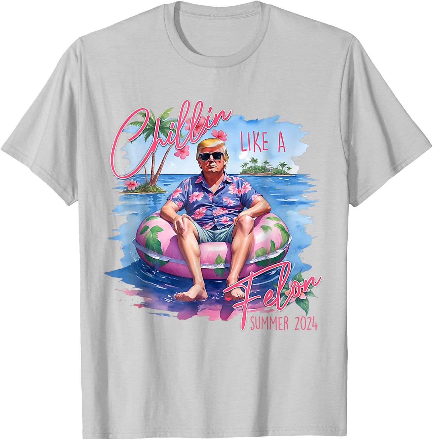 President Trump Shirt Funny Chillin Like A Felon Trump 2024 T-Shirt - T-Shirt | Ash
