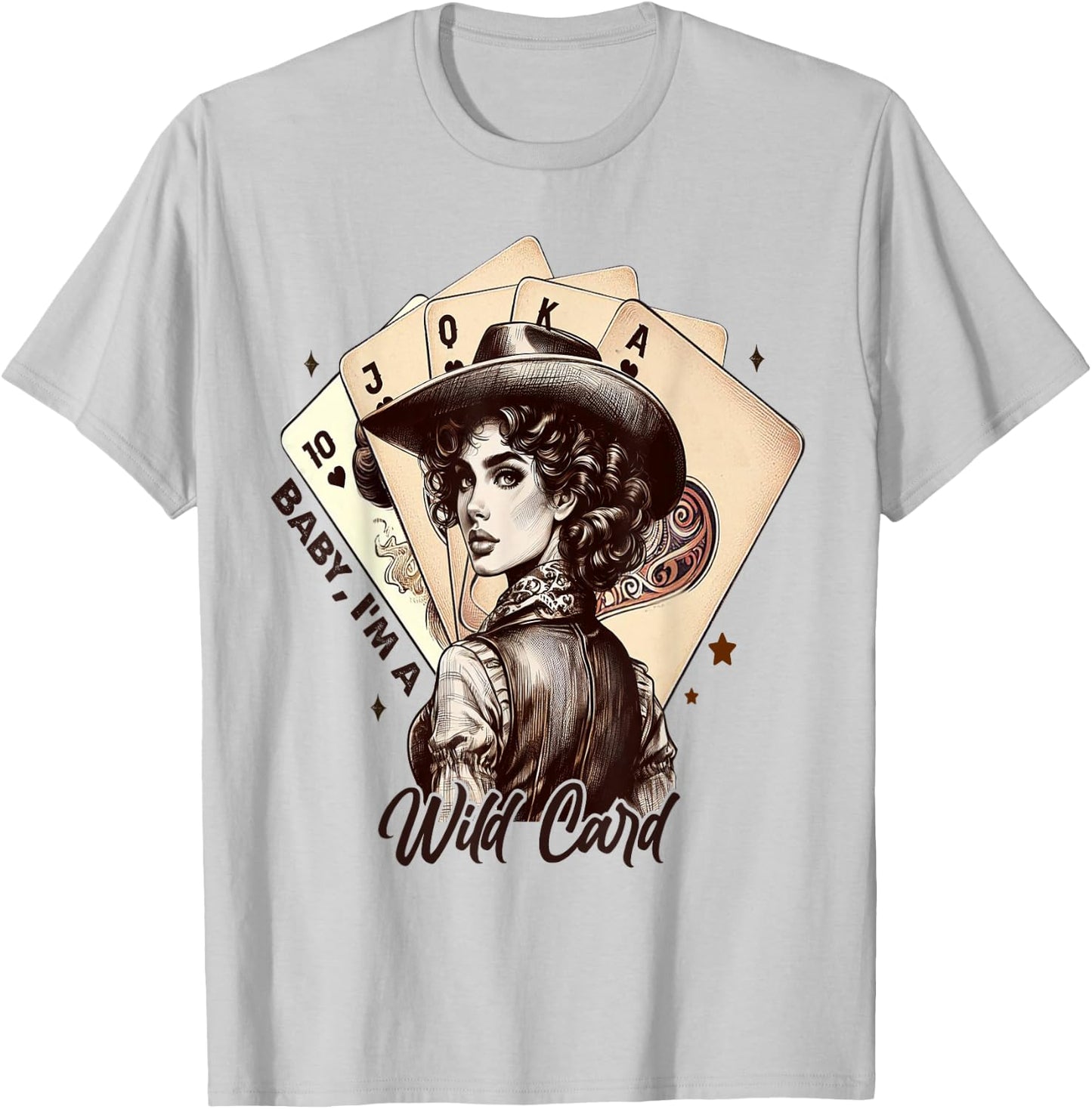 Cowgirl Poker Cards Wild Card Retro Southern Cowgirl Women T-Shirt - T-Shirt | Ash
