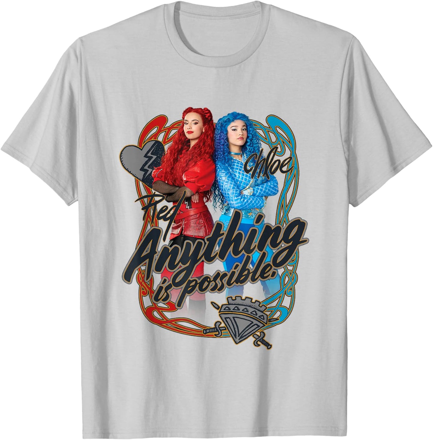 Disney Descendants Red Chloe Anything is Possible Chest Logo T-Shirt - T-Shirt | Ash