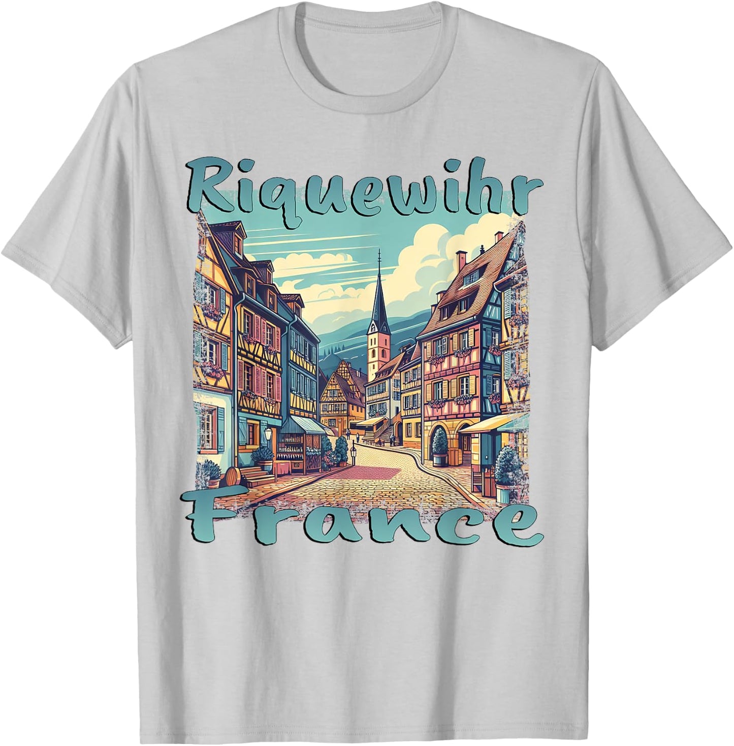 Riquewihr France Holiday Design Town T-Shirt - T-Shirt | Ash