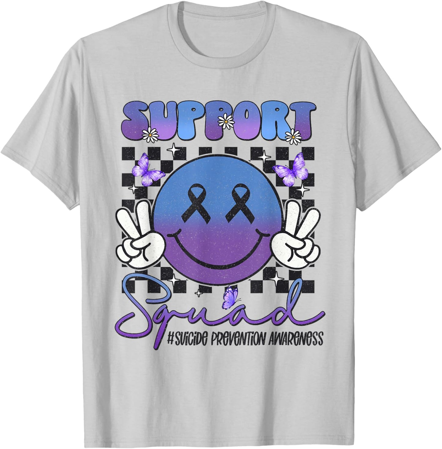 Suicide Prevention Awareness Support Teal & Purple Ribbon T-Shirt - T-Shirt | Ash