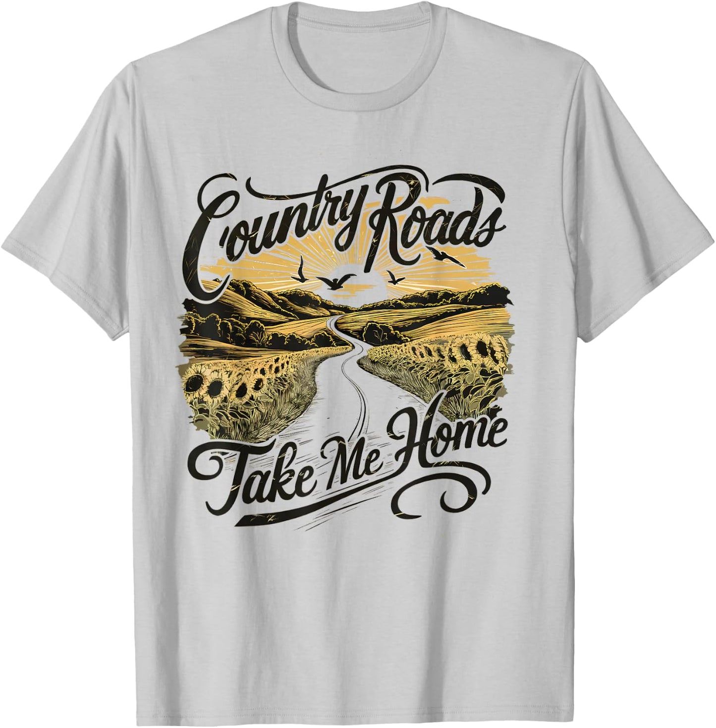 Camping Hiking Mountain Country Roads Take Me Home T-Shirt - T-Shirt | Ash