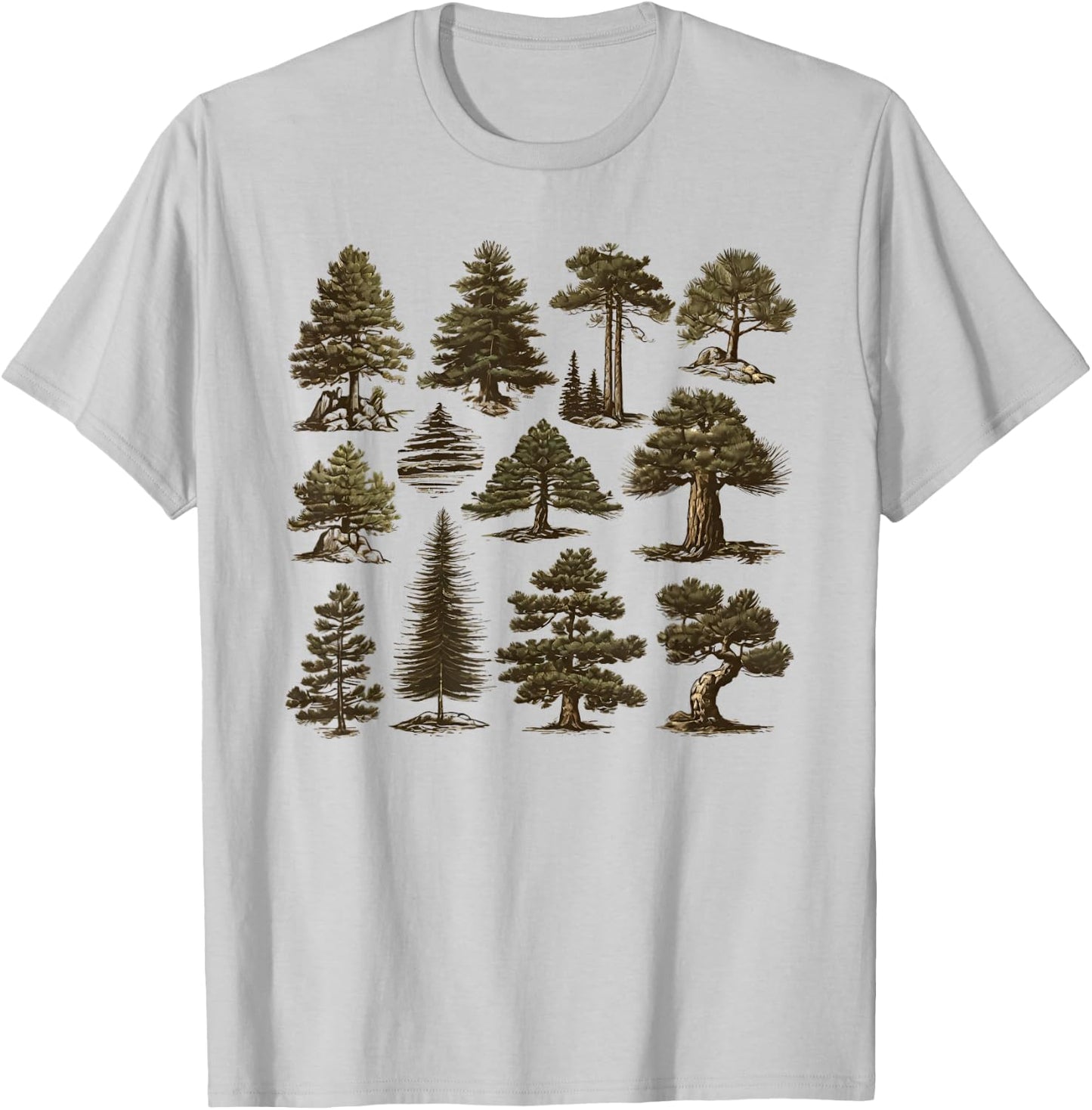 Retro Pine Tree Vintage Collage T-Shirt - T-Shirt | Ash