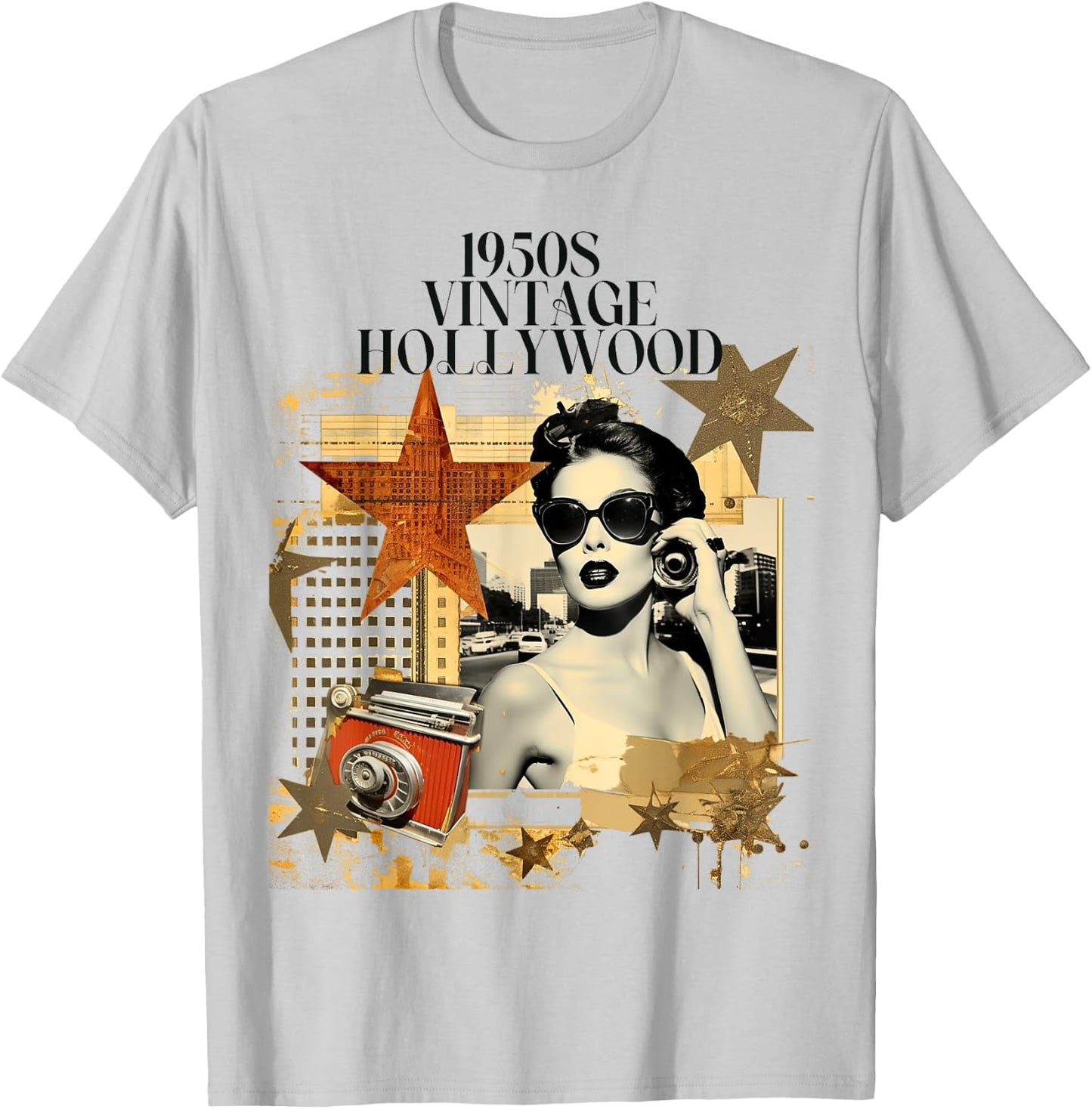 Retro Vintage Hollywood California Design T-Shirt - T-Shirt | Ash