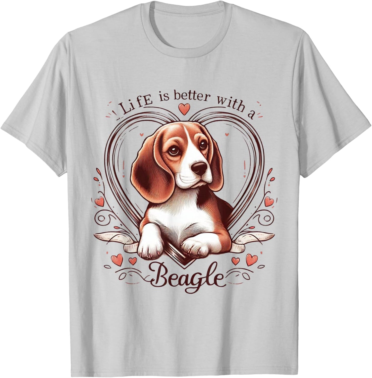 Life is Better with a Beagle Cute Dog Lover Gift Men Women T-Shirt - T-Shirt | Ash
