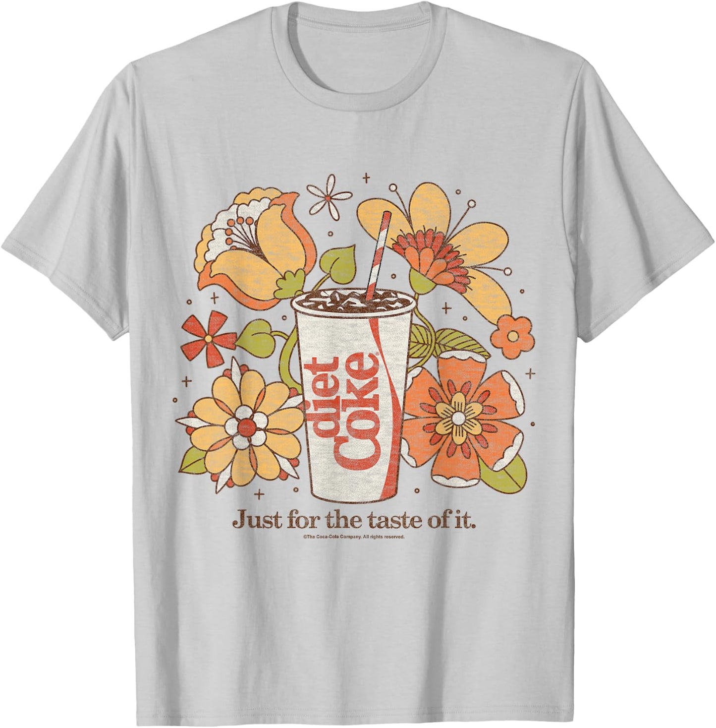 Coca-Cola - Diet Coke Just For The Taste Of It Retro Flowers T-Shirt - T-Shirt | Ash