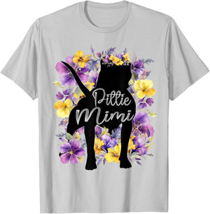 Cute Pittie Mama Pitbull Mimi Pitbull Dog Lover Mothers Day Men Women Girls Kids T-Shirt - T-Shirt | Ash