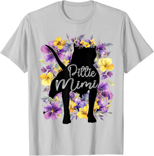 Cute Pittie Mama Pitbull Mimi Pitbull Dog Lover Mothers Day Men Women Girls Kids T-Shirt - T-Shirt | Ash