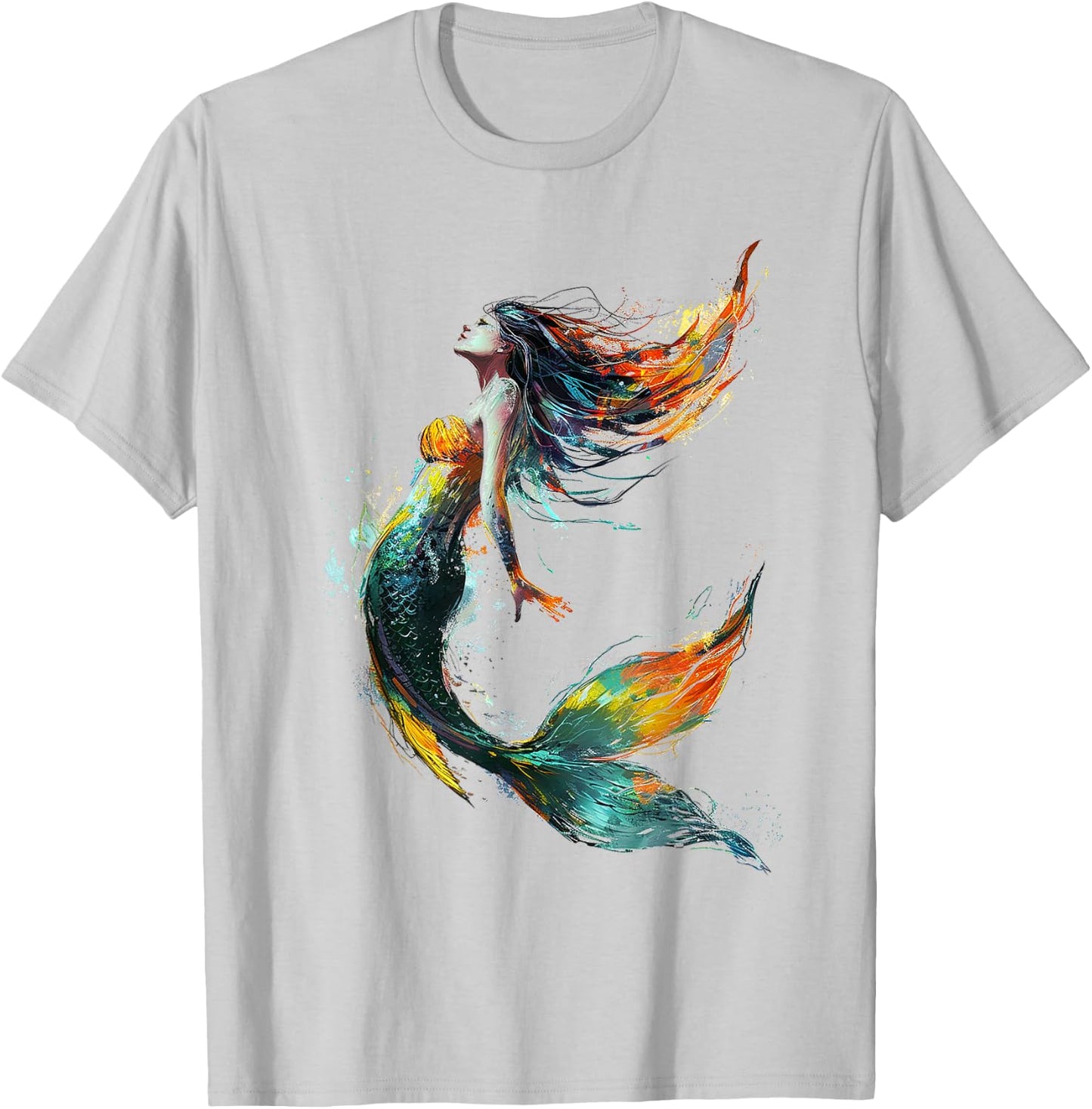 Mermaid Abstract Graphic Painting Art Women Mermaid T-Shirt - T-Shirt | Ash