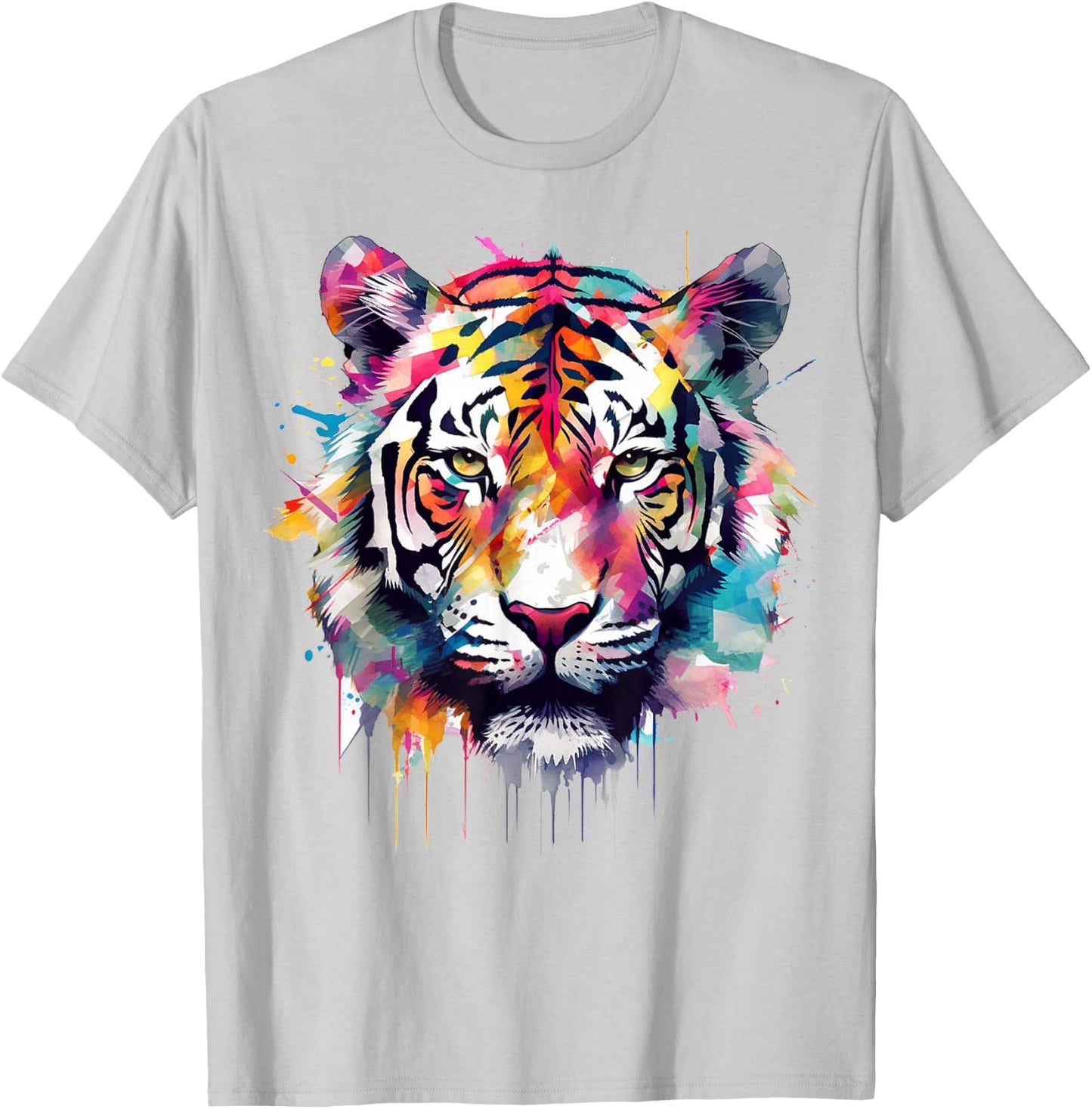 Tiger Artwork - Colourful Animal Art Tiger T-Shirt - T-Shirt | Ash