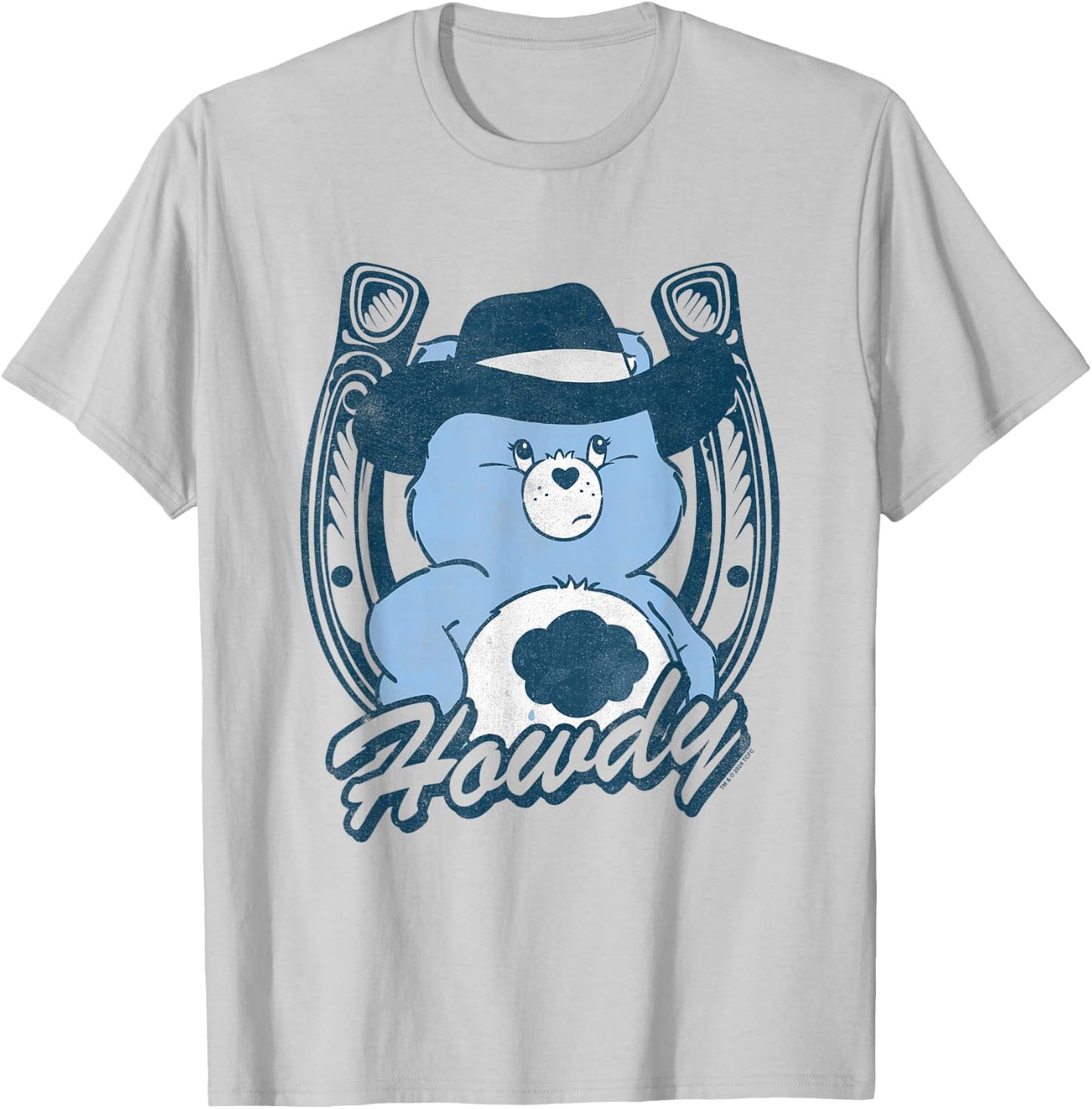 Care Bears Gruympy Bear Cowboy Howdy Retro Big Chest Logo T-Shirt - T-Shirt | Ash