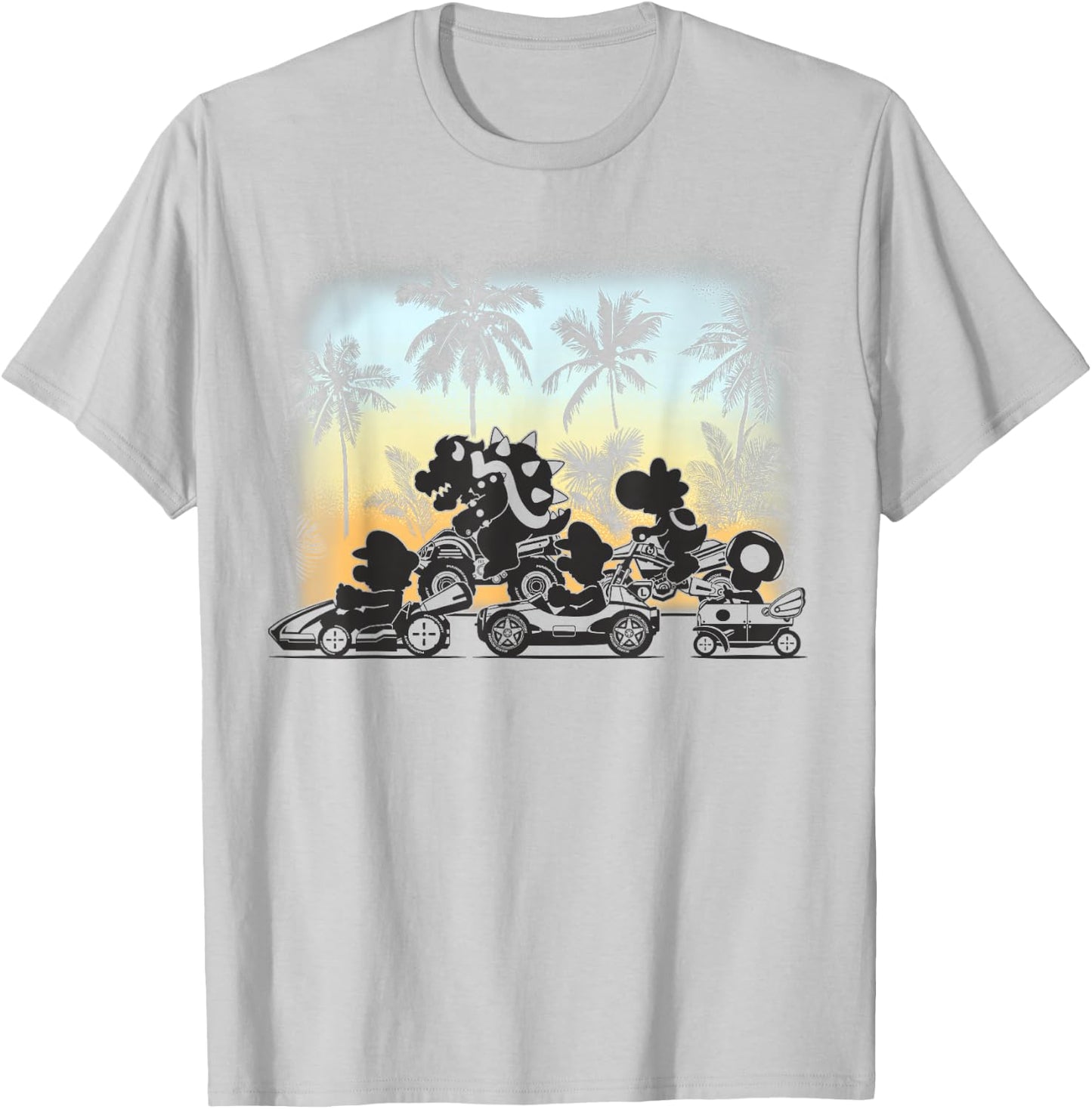Mario Kart Tropical Silhouette Racers T-Shirt - T-Shirt | Ash