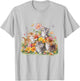 Floral Vintage Aesthetic Painted Kittens and Pressed Flower T-Shirt - T-Shirt | Ash