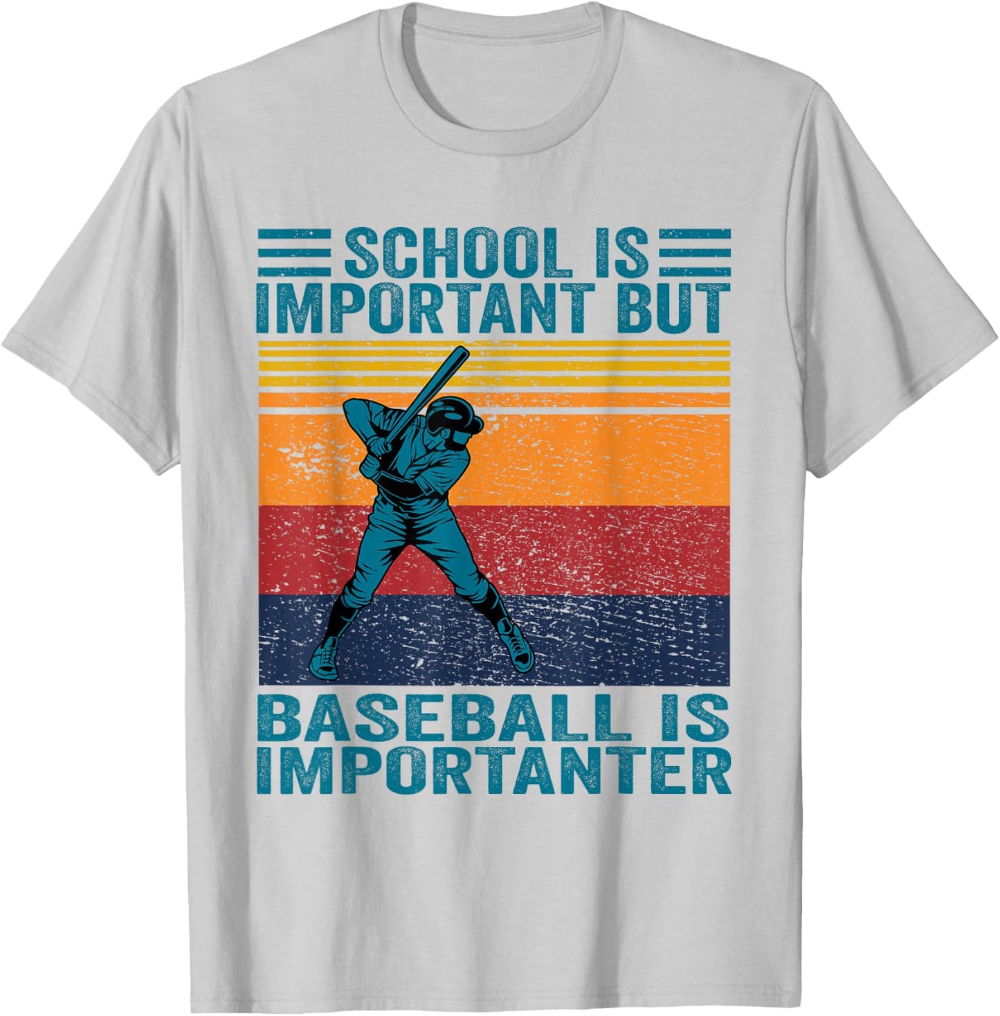 School Is Important But Baseball Is Important Baseball T-Shirt - T-Shirt | Ash