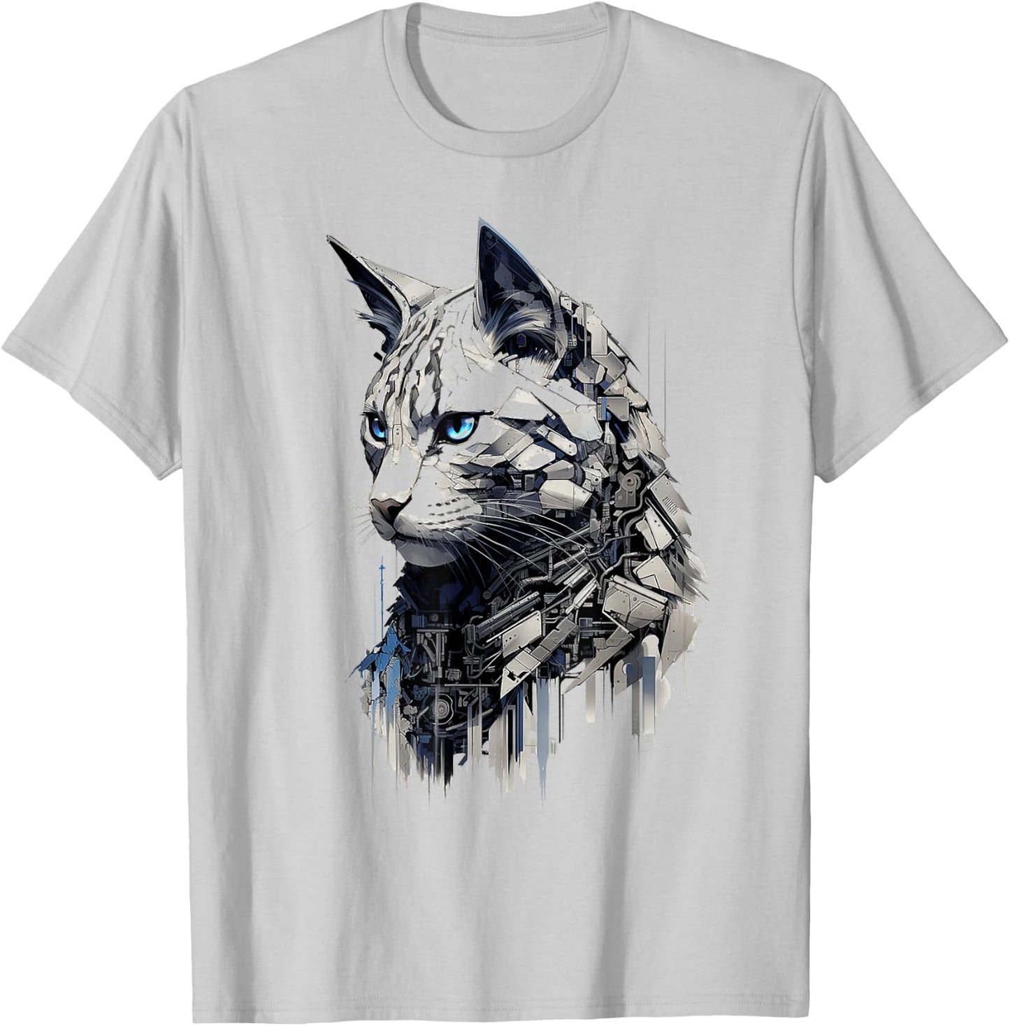 Cat Abstract Pet Drawing Artwork Animal Cat Women Kids T-Shirt - T-Shirt | Ash