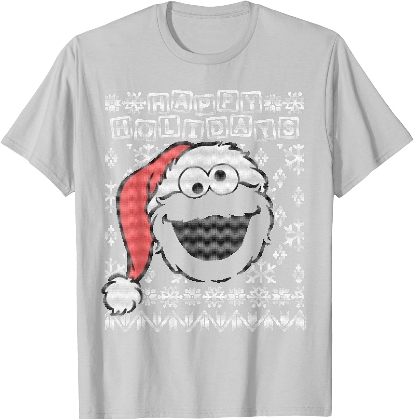 Sesame Street Cookie Monster Ugly Christmas T-Shirt - T-Shirt | Ash