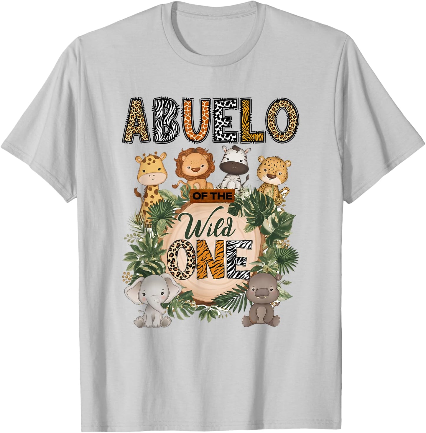 Abuelo of The Wild One 1St Birthday Kids Safari Jungle T-Shirt - T-Shirt | Ash